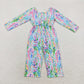 Baby Girls Lavender Flowers Long Sleeve Pockets Jumpsuit