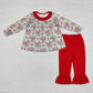 Baby Girl Kids Toddler Christmas Cake Bows Tunic Red Pants Clothes Set