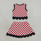 Baby Girls Kids Red Checked Shirt Scallop Bows Skirt Shorts Team Set Yoga Active Clothes RTS