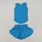 Baby Girl Sleeveless Tops Blue Shorts Skirt Skort Yoga Active Set RTS