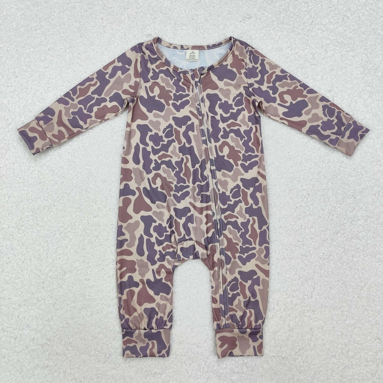 Sibling Boys Infant Long Sleeves Camo Bamboo Zipper Sleeper Romper Clothes RTS
