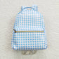 BA0087 Baby Girl Kids Blue Checkered Bag Backpack