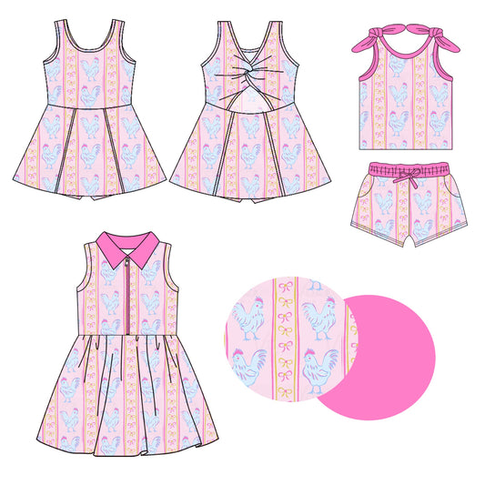 Baby Girl Chicken Bows Sibling Dress Set ( Moq 5 Each Style ) 1.23
