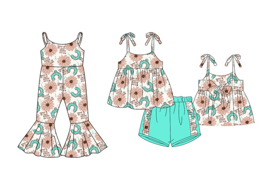 Baby Girl Straps Western Flower Sibling Jumpsuit Set ( Moq 5 Each Style ) 1.24