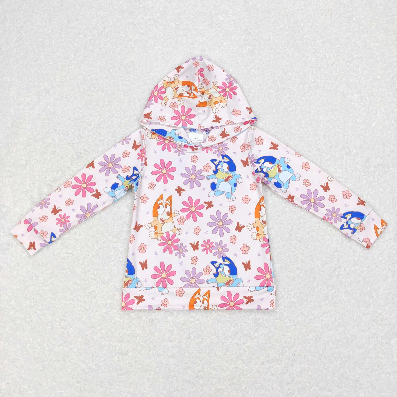 GT0395 Baby Girl Long Sleeves Hoodie Dogs Floral Pullover Tops