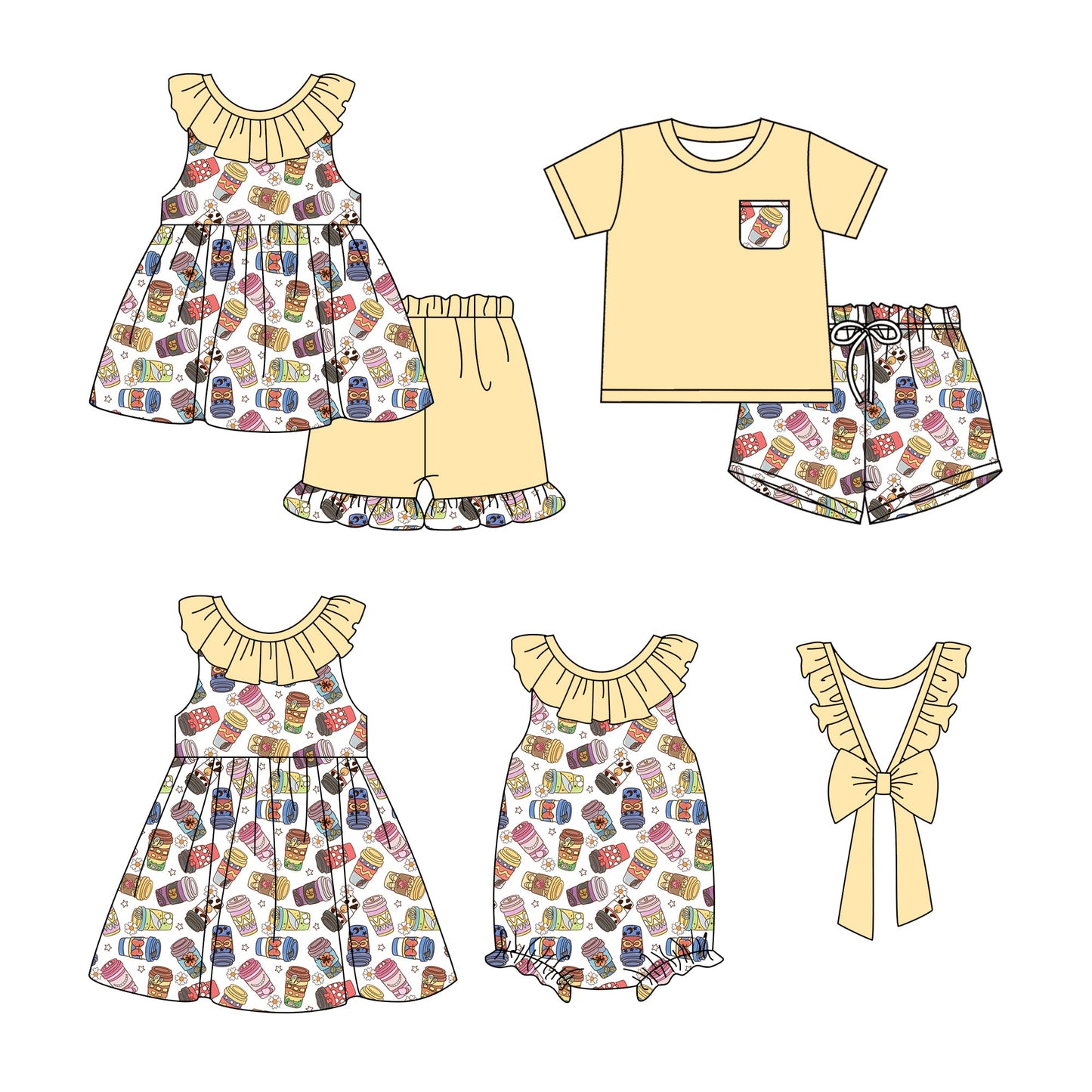 Baby Boy Girl Cups Sibling Romper Dress Set ( Moq 5 Each Style ) 1.10