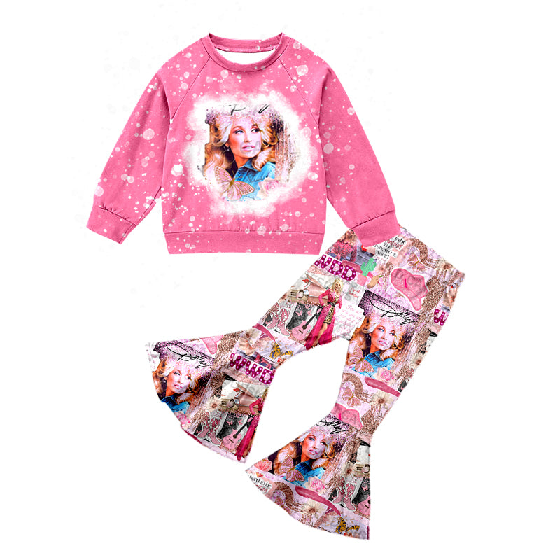 Baby Girl Pink Long Sleeves Singer Bell Pants Outfit Moq 5