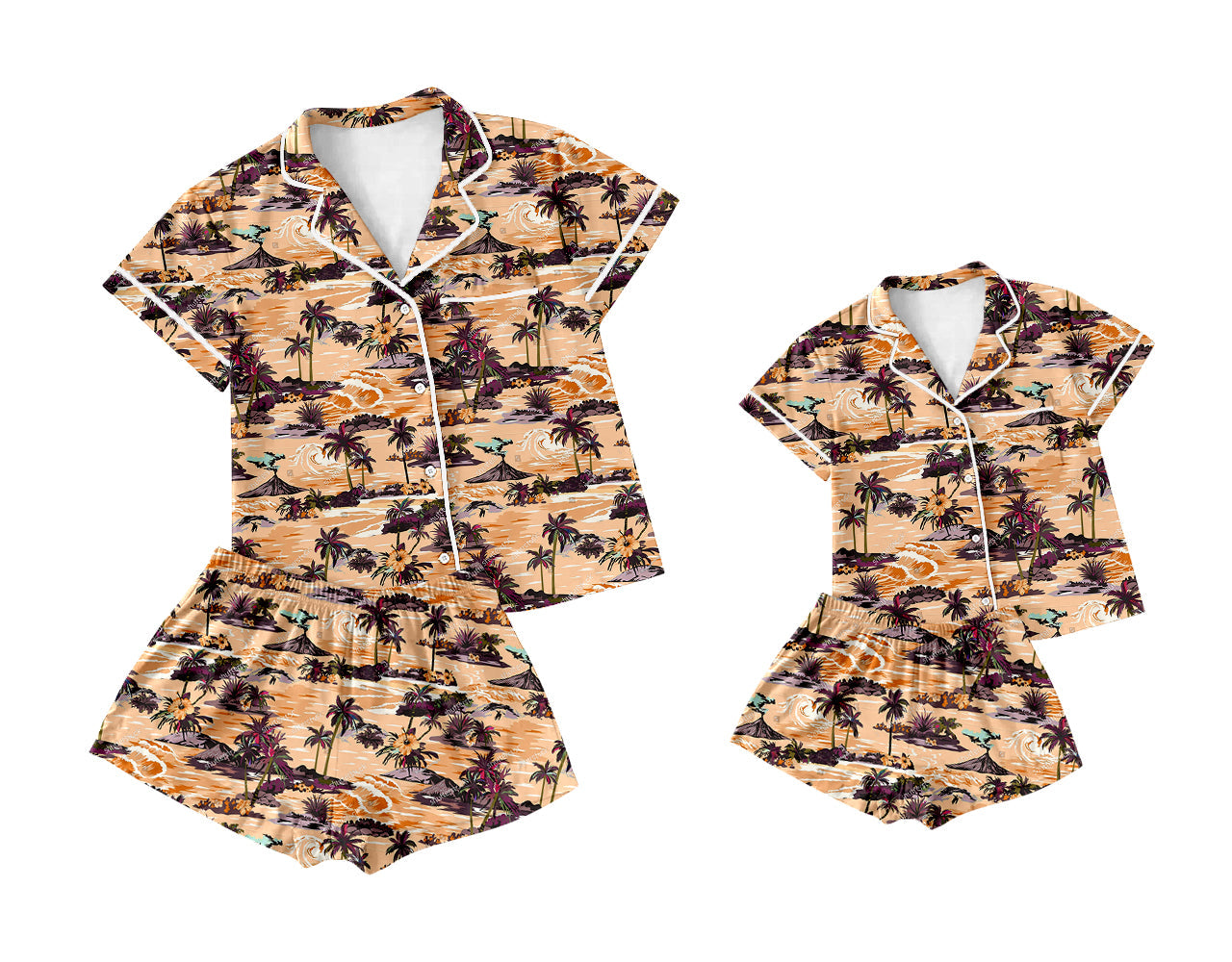 Baby Girl Adult Women Short Sleeves Beach Sibling Pajamas Set ( Moq 5 Each Style ) 1.3