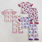 Sibling Baby Girls Kids Short Sleeves Singer Shirts Hearts Pants Pajamas Sets RTS
