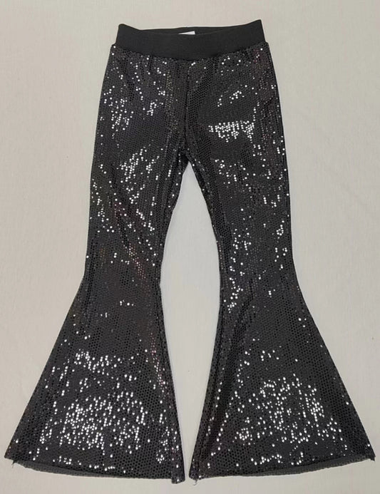 Pre-order Baby Girls Sequin Black Bell Bottom Pants