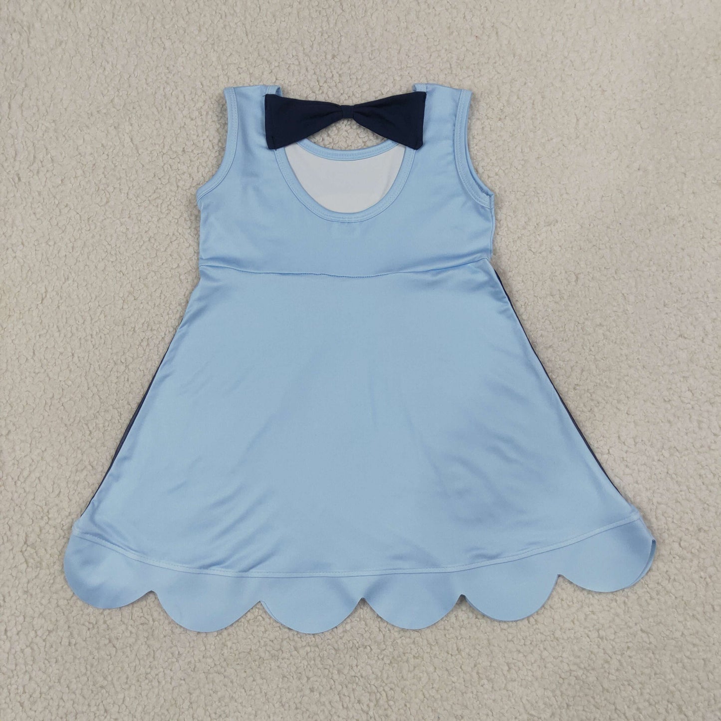 Preorder Baby Girls Kids Sleeveless Knee Length Blue Dress RTS