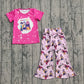 Baby Girls Short Sleeves Music Character Shirt Bell Pants Pink Set RTS