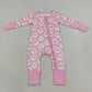 Baby Girls Kids Long Sleeves Christmas Zipper Sleeper Footie Romper Pink Clothes RTS