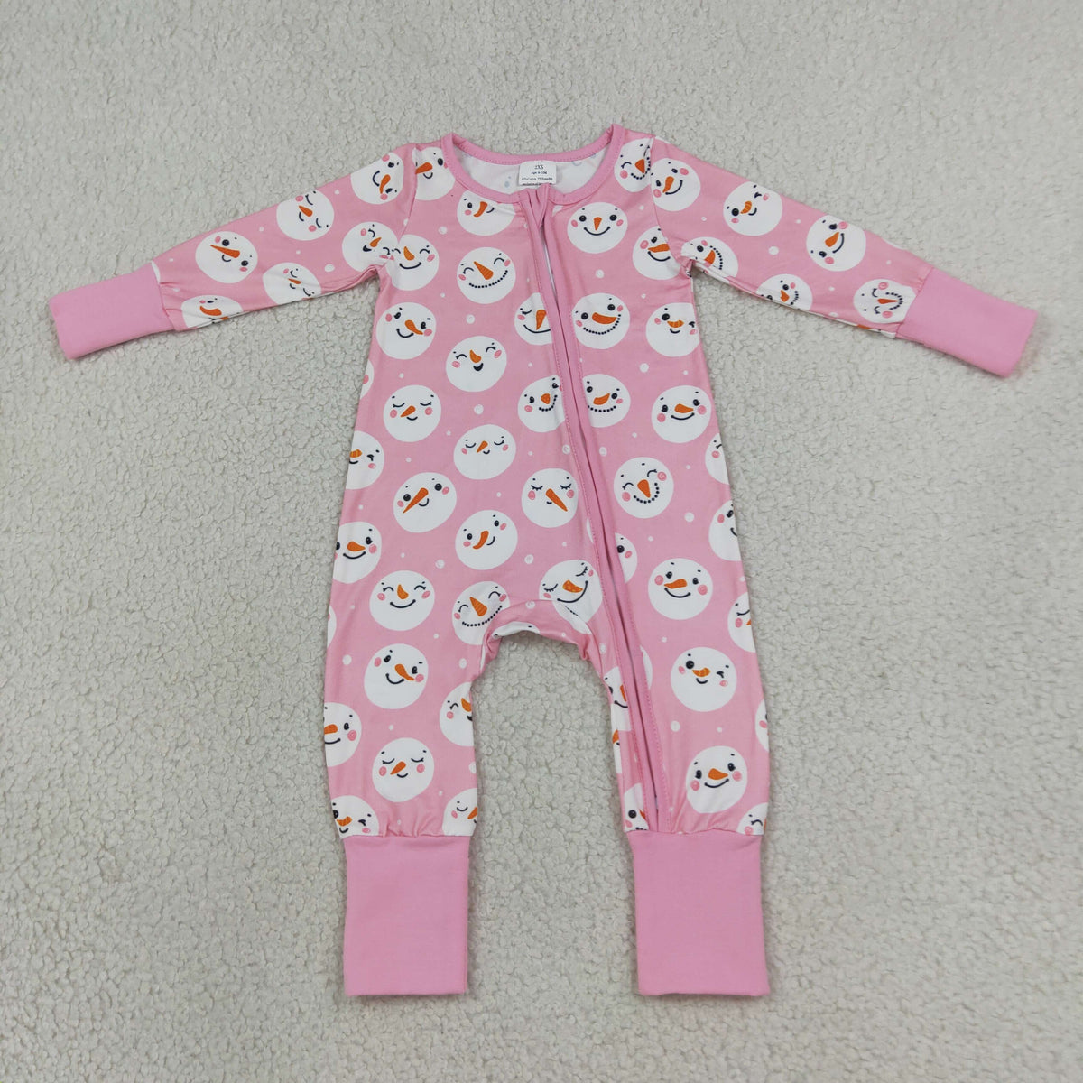 Baby Girls Kids Long Sleeves Christmas Zipper Sleeper Footie Romper Pink Clothes RTS