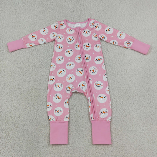 Baby Girls Kids Long Sleeves Christmas Zipper Sleeper Footie Romper Pink Clothes RTS