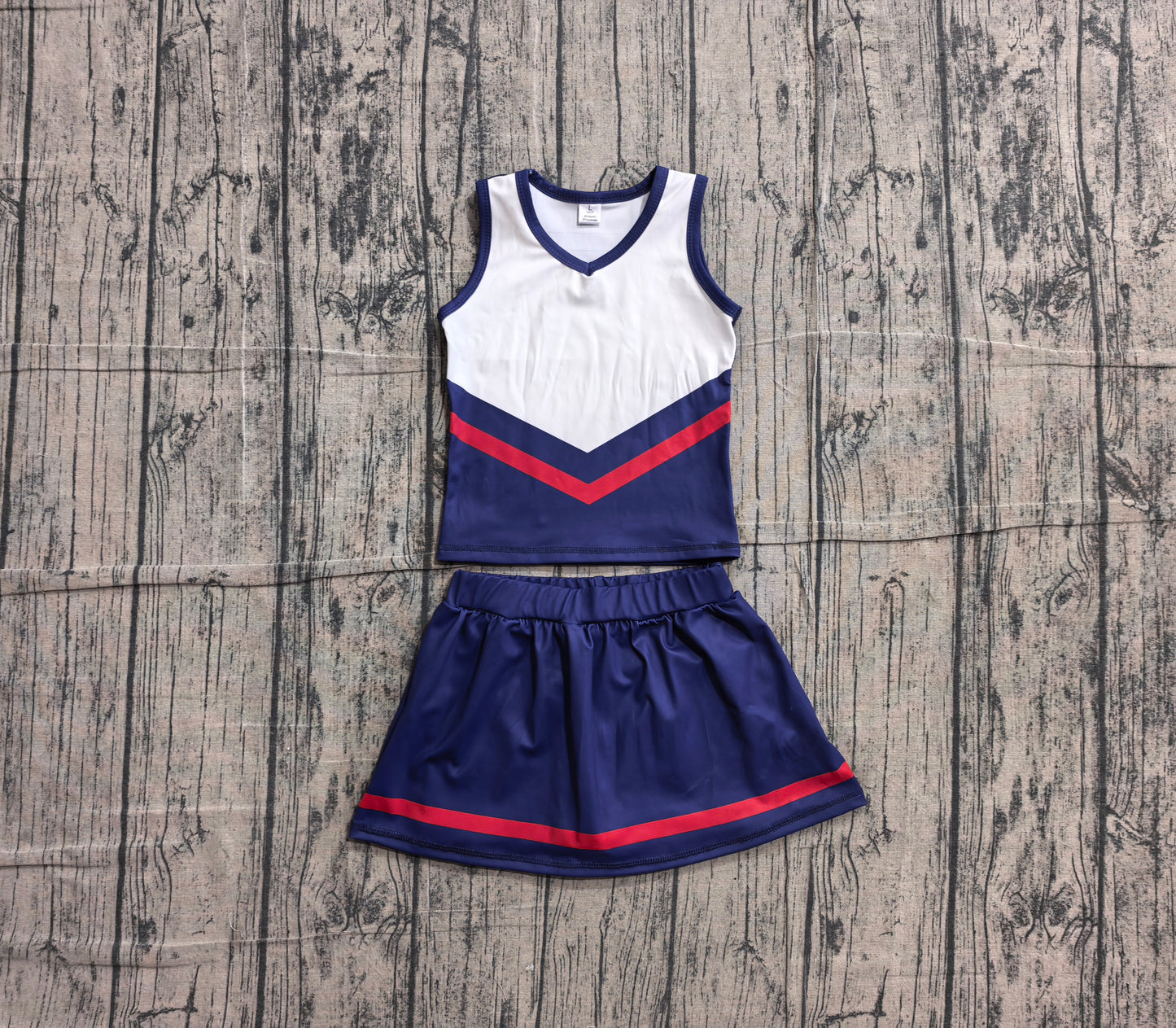 ( No moq ) Preorder Baby Girls Kids Sleeveless Vest Navy Skirt Shorts Set Yoga Active Team Clothes