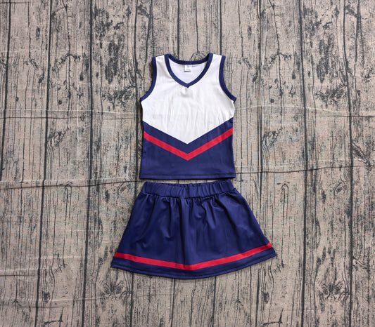 ( No moq ) Preorder Baby Girls Kids Sleeveless Vest Navy Skirt Shorts Set Yoga Active Team Clothes