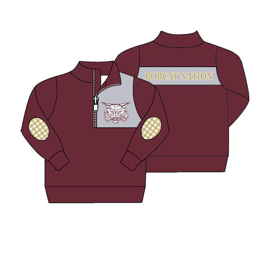 Baby Boy Team Dark Red Zipper Pullover Shirt