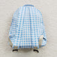 BA0087 Baby Girl Kids Blue Checkered Bag Backpack