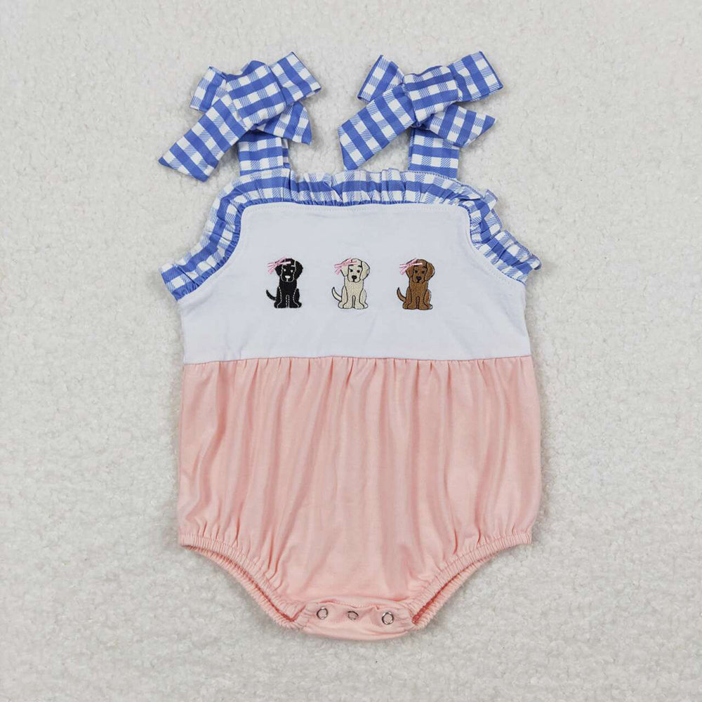 Baby Boy Girl Embroidery Dogs Sibling Shorts Rompers Clothes Sets