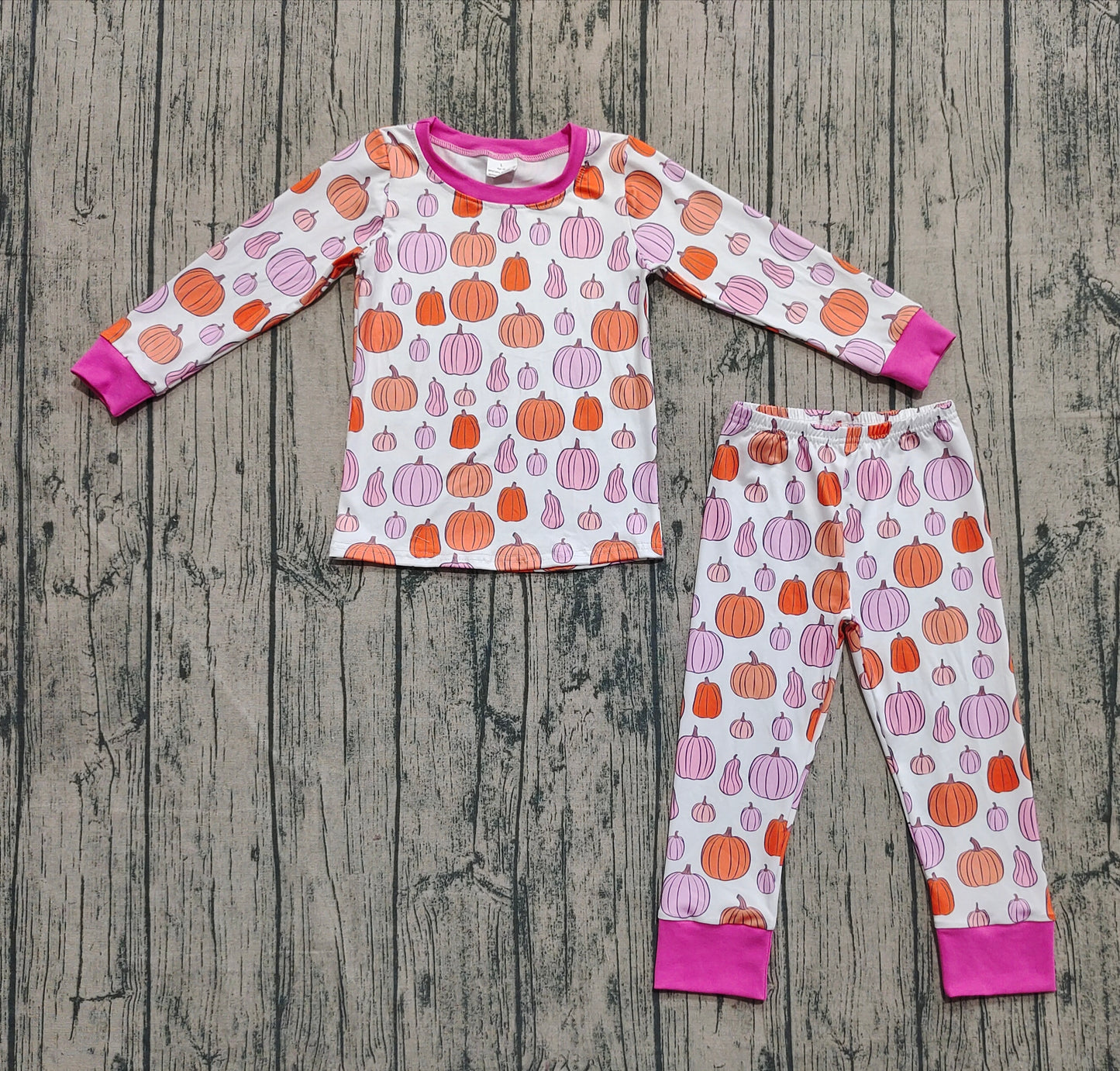 ( No moq ) Preorder Baby Girl Long Sleeves Pumpkins Shirt  Pants Fall Pajamas Set