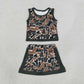 Baby Girls Kids Brown Green Camo Tops Skirt Shorts Set Yoga Active Clothes RTS