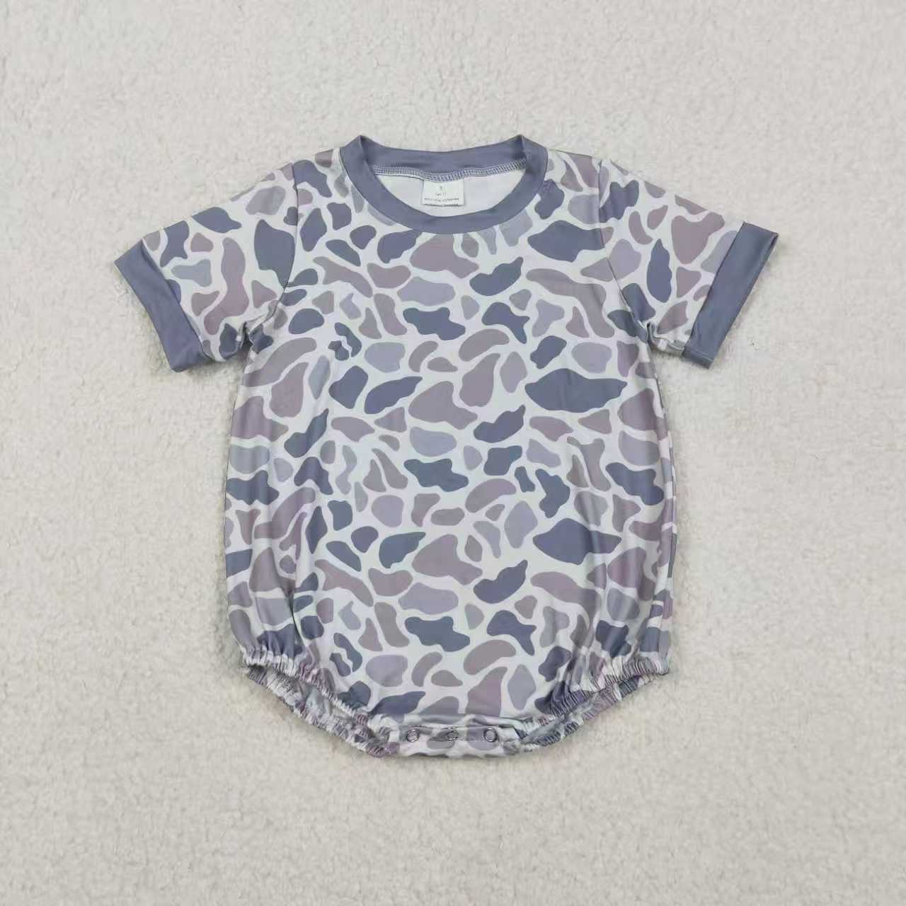 Sibling Baby Boys Short Sleeves Camo Bubble Rompers RTS