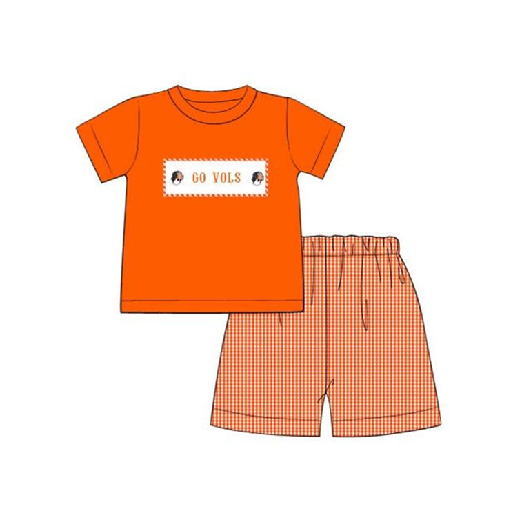 Baby Boy Team Short Sleeves Shirt Checkered Shorts Dog Set