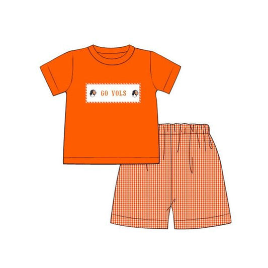 Baby Boy Team Short Sleeves Shirt Checkered Shorts Dog Set