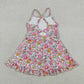 Baby Girls Kids Sleeveless Flower Shorts Knee Length Dress Yoga Pink Clothes  RTS