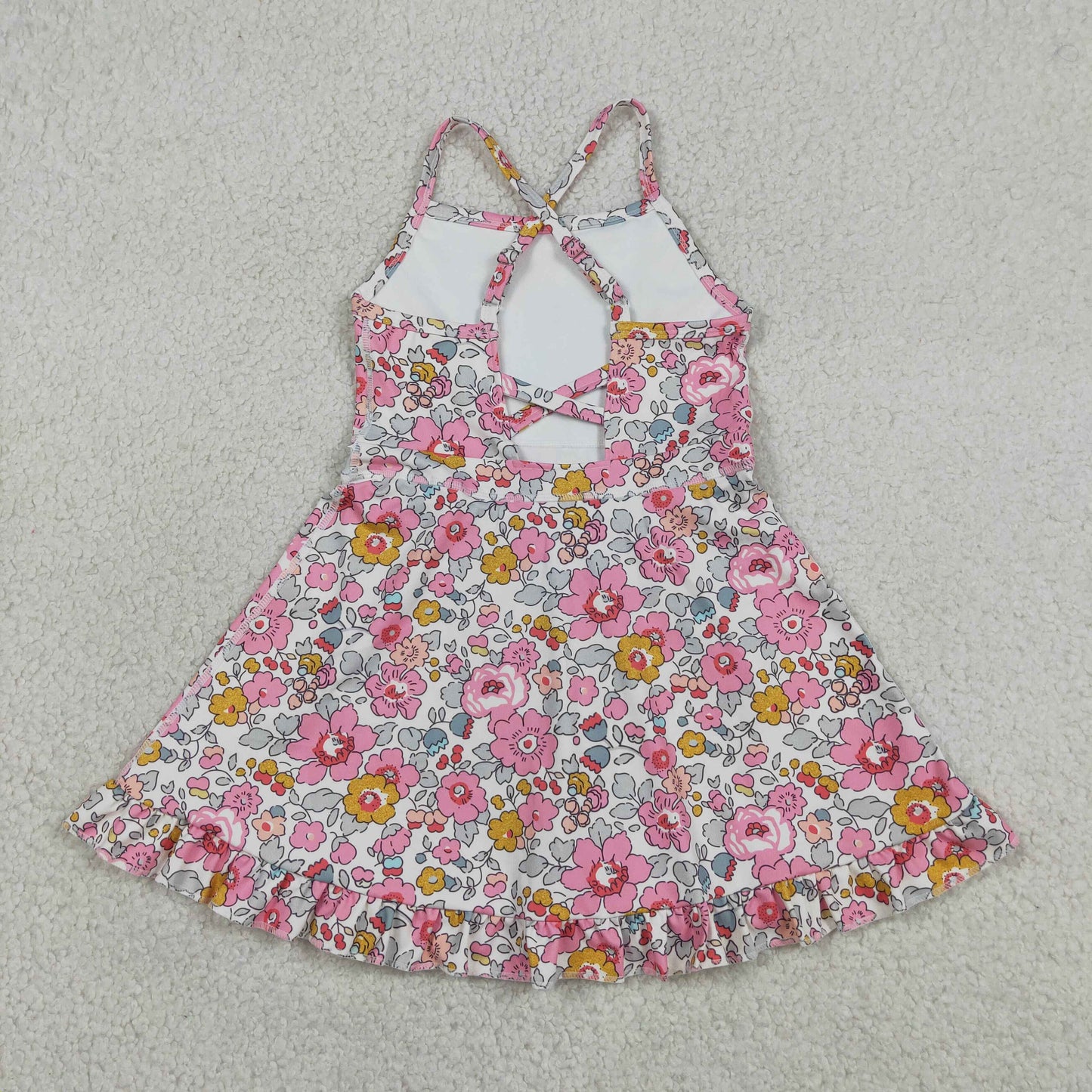 Baby Girls Kids Sleeveless Flower Shorts Knee Length Dress Yoga Pink Clothes  RTS