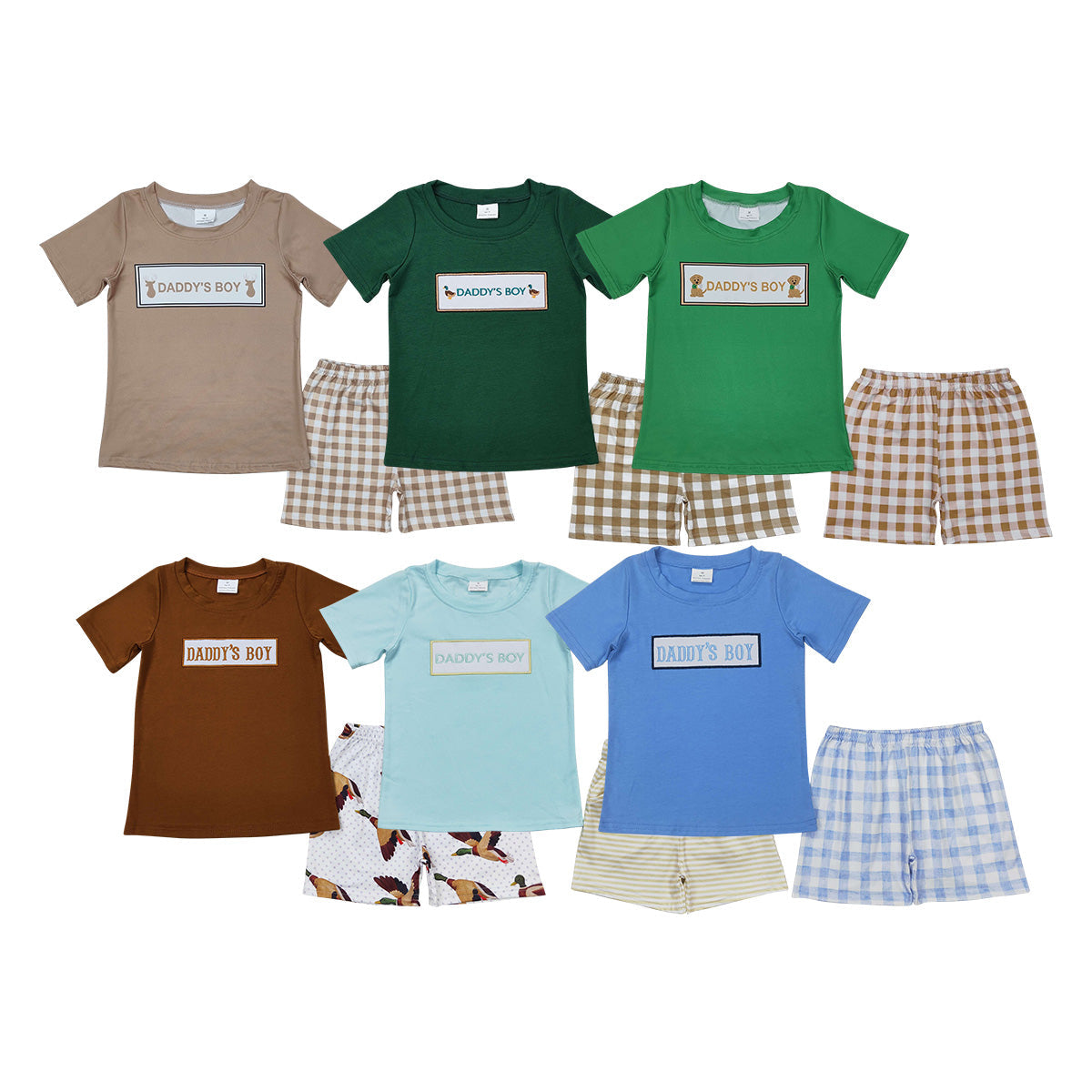 Baby Kids Toddler Short Sleeves Daddy's Boy Shirt Shorts Sibling Clothes Set RTS