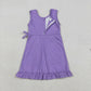 Baby Girls Kids Sleeveless Shorts Knee Length Purple Ruffle Dress Clothes RTS