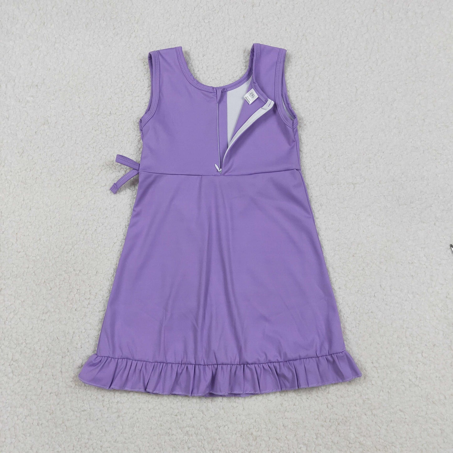 Baby Girls Kids Sleeveless Shorts Knee Length Purple Ruffle Dress Clothes RTS