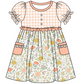 Baby Girl Short Sleeves Flower Plaid Sibling Romper Dress Clothes Set ( Moq 5 Each Design )