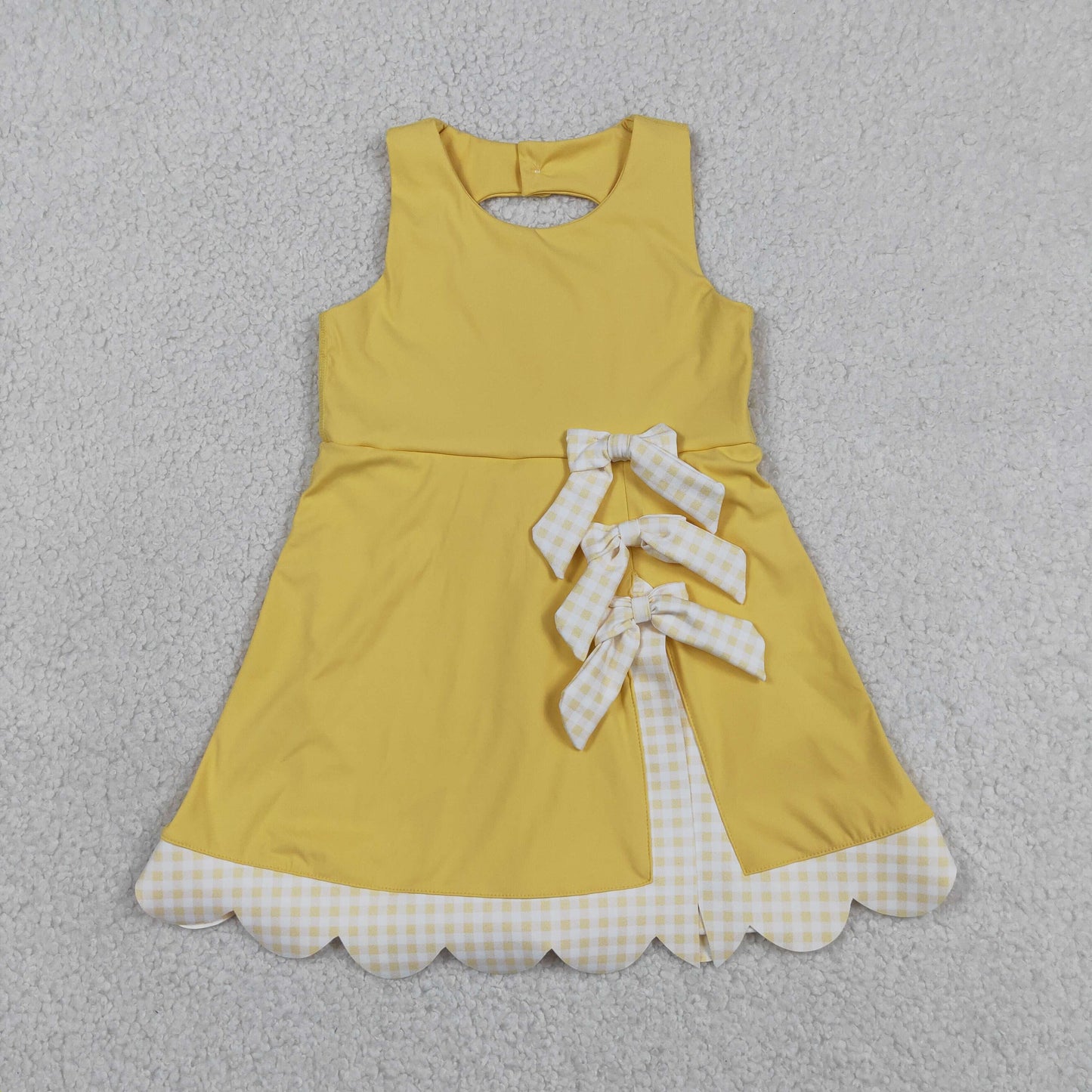 Sibling Baby Girls Kids Sleeveless Bows Yoga Scallop Shorts Dresses Clothes RTS