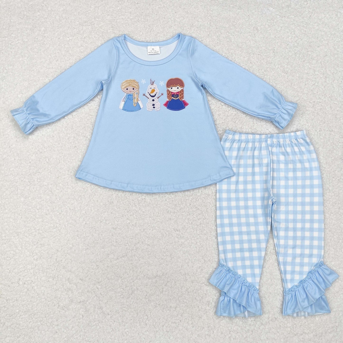 Baby Girl Long Sleeves Sister Tops Pants Princess Blue Set