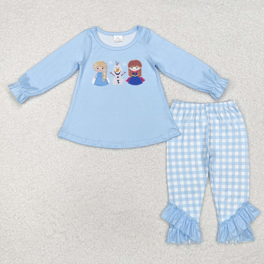 Baby Girl Long Sleeves Sister Tops Pants Princess Blue Set