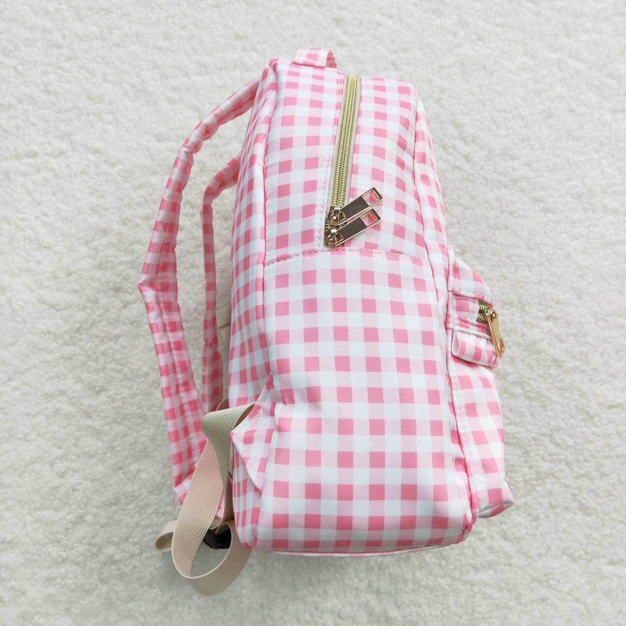 BA0086 Baby Girl Kids Pink Plaid Bag Backpack