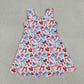 Baby Girls Kids Sleeveless Bows 4th of July Shorts Scallop Knee Length Dress RTS