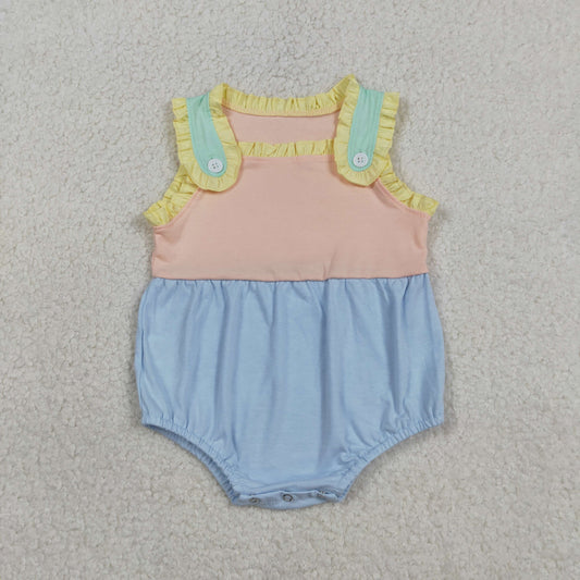 Baby Girls Infant Sleeveless Colorful Ruffle Summer Bubble Romper RTS