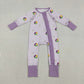 Baby Girls Infant Long Sleeves Donuts Boots Mardi Gras Purple Zipper Romper RTS