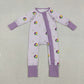 Kids Girls Infant Long Sleeves Donuts Boots Mardi Gras Purple Zipper Romper RTS