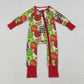 Kids Infant Green Face Lights Christmas Zipper Pajamas Romper RTS