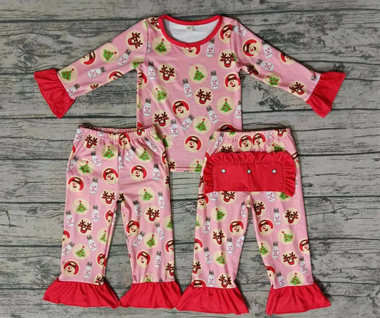 Baby Girl Long Sleeves Christmas Shirt Pants Outfit Pajamas Moq 5