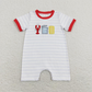 SR0744 Baby Boy Embroidery Crawfish Stripes One Piece Romper