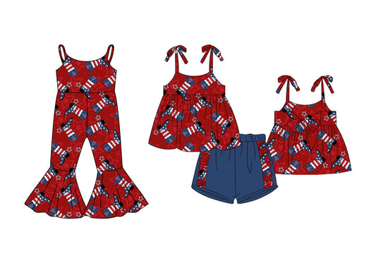 Baby Girl Straps July 4th Boots Sibling Jumpsuit Set ( Moq 5 Each Style ) 1.24
