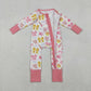 Girls Infant Long Sleeves Softball Bows Zipper Sleeper Romper RTS