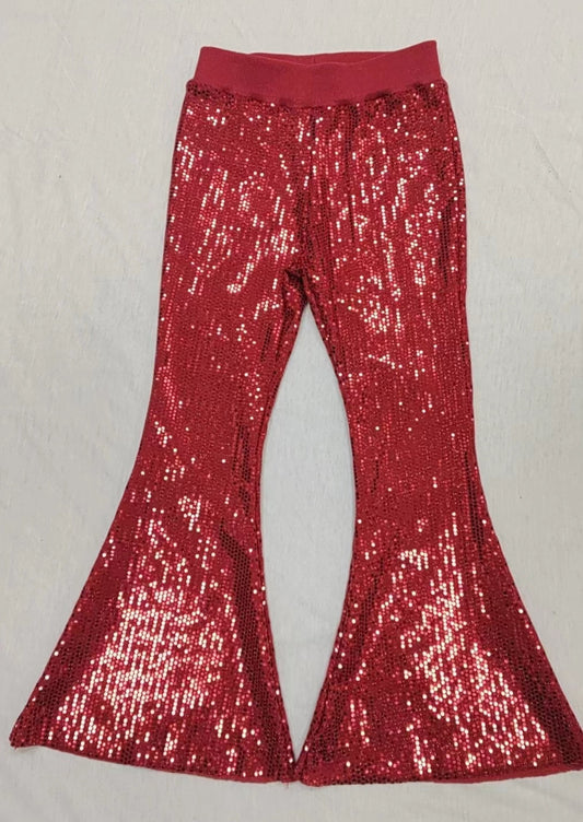 Pre-order Baby Girls Sequin Red Bell Bottom Pants