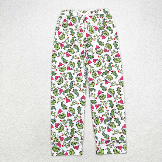 Adult Women Christmas Green Face Hearts Pants Pajamas